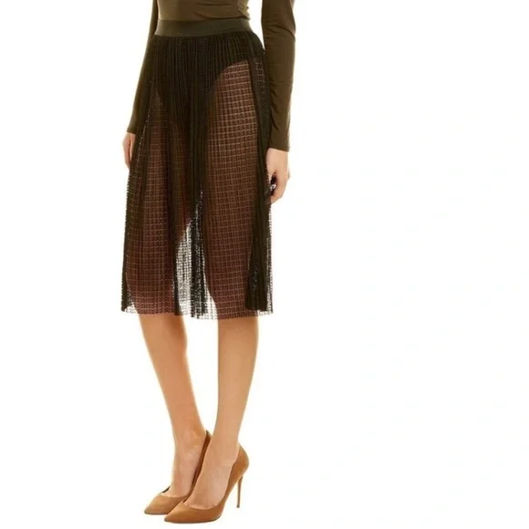 Good American Show It Off Pleated Sheer Midi Skirt - Picture 1 of 9